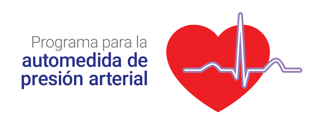 Logotipo del programa de Autocontrol de la Presión Arterial, que es una ilustración del corazón y los latidos.
